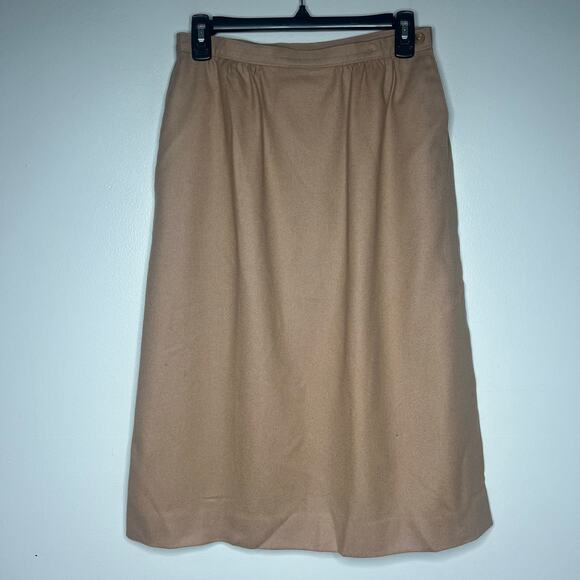 VTG Pendleton Wool Skirt Sz 12 Tan Academia Prep Old Money Ivy League Neutral - Picture 1 of 11
